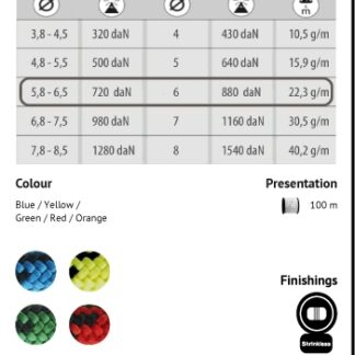 Korda's - cordes auxiliaires approuvées, en couleurs vives pour une utilisation diversifiée.