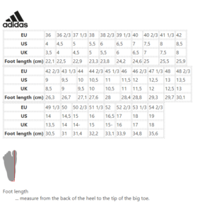 Adidas Size Chart