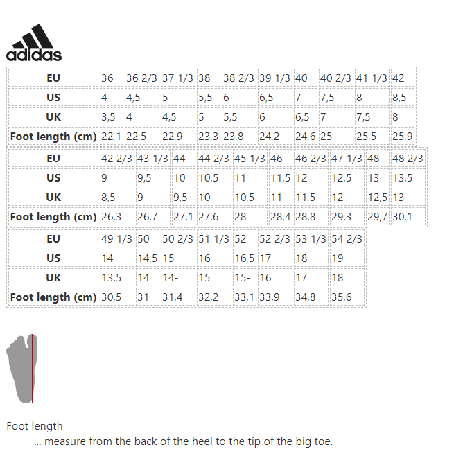 adidas eu size chart