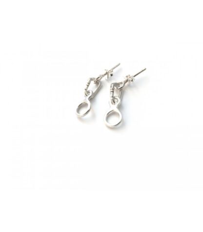 Boucles d'oreilles avec mousqueton et descendeur en huit, en argent sterling.