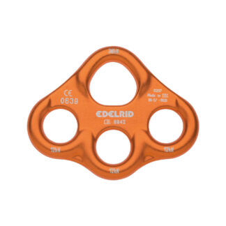 Edelrid Mini Rig. Small, lightweight aluminium rigging plate suitable for extending from one to three anchor points.