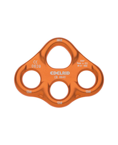 Edelrid Mini Rig. Small, lightweight aluminium rigging plate suitable for extending from one to three anchor points.