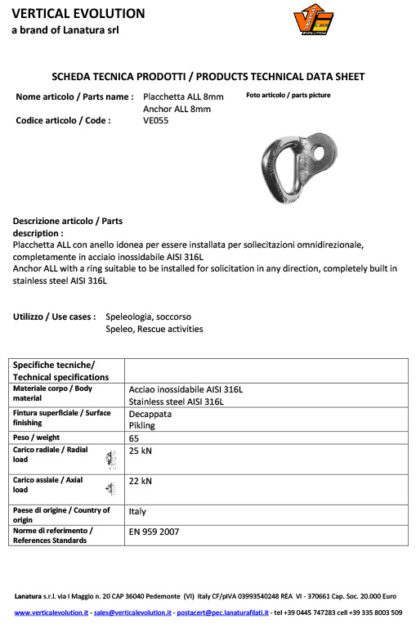 Vertical Evolution "ALL" anchorplate (8mm)